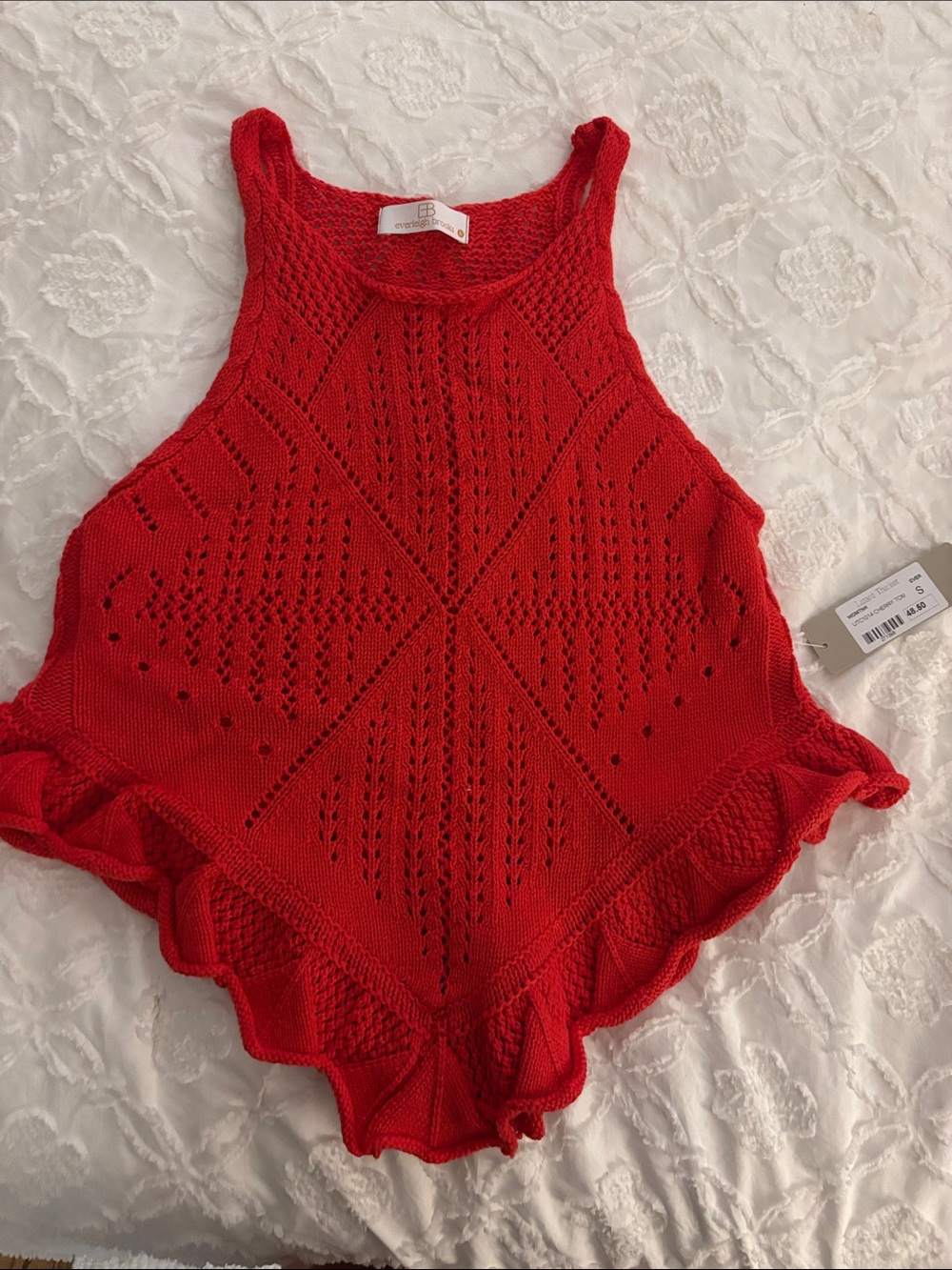 Lizard Thicket Red Knit Crochet-Style Sleeveless Camisole - Picture 3 of 4